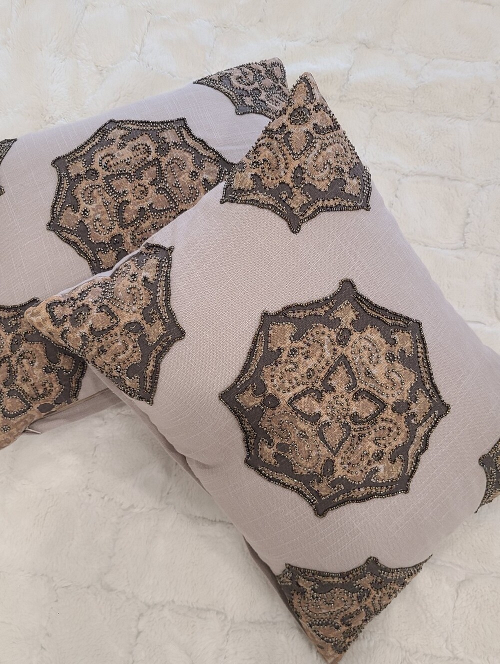 Bohemian Decorative Throw Pillow Set Taupe/Gray